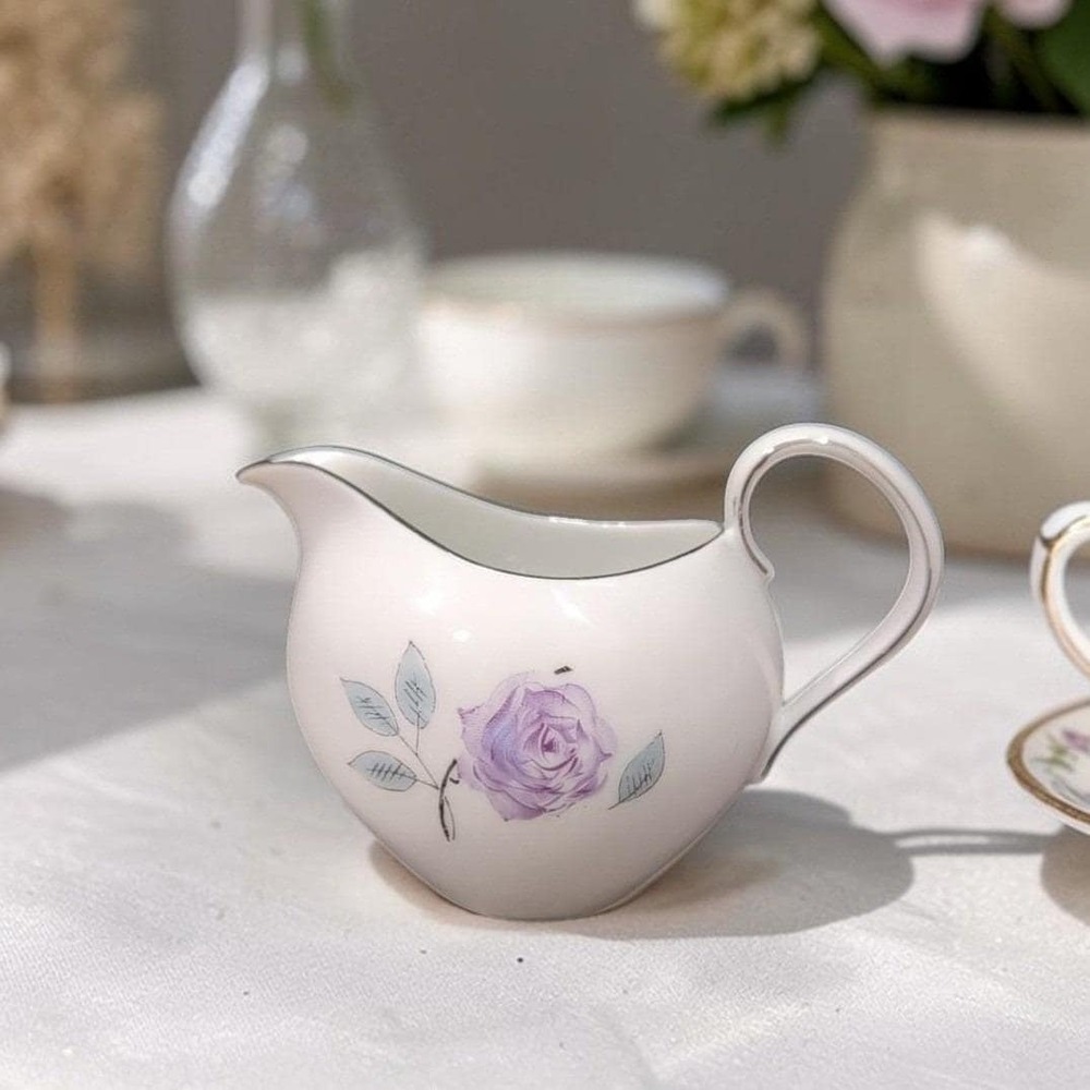 Johann Haviland Purple Rose Creamer, Eva Zeisel Bavaria China, Vintage Tableware
